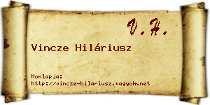 Vincze Hiláriusz névjegykártya
